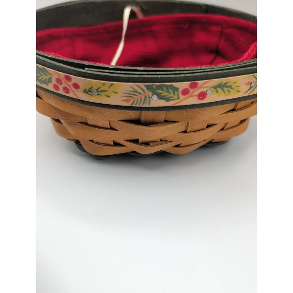 Longaberger 2011 Tree Trimming Little Holly Berry Basket Set Lid Protector & Tag